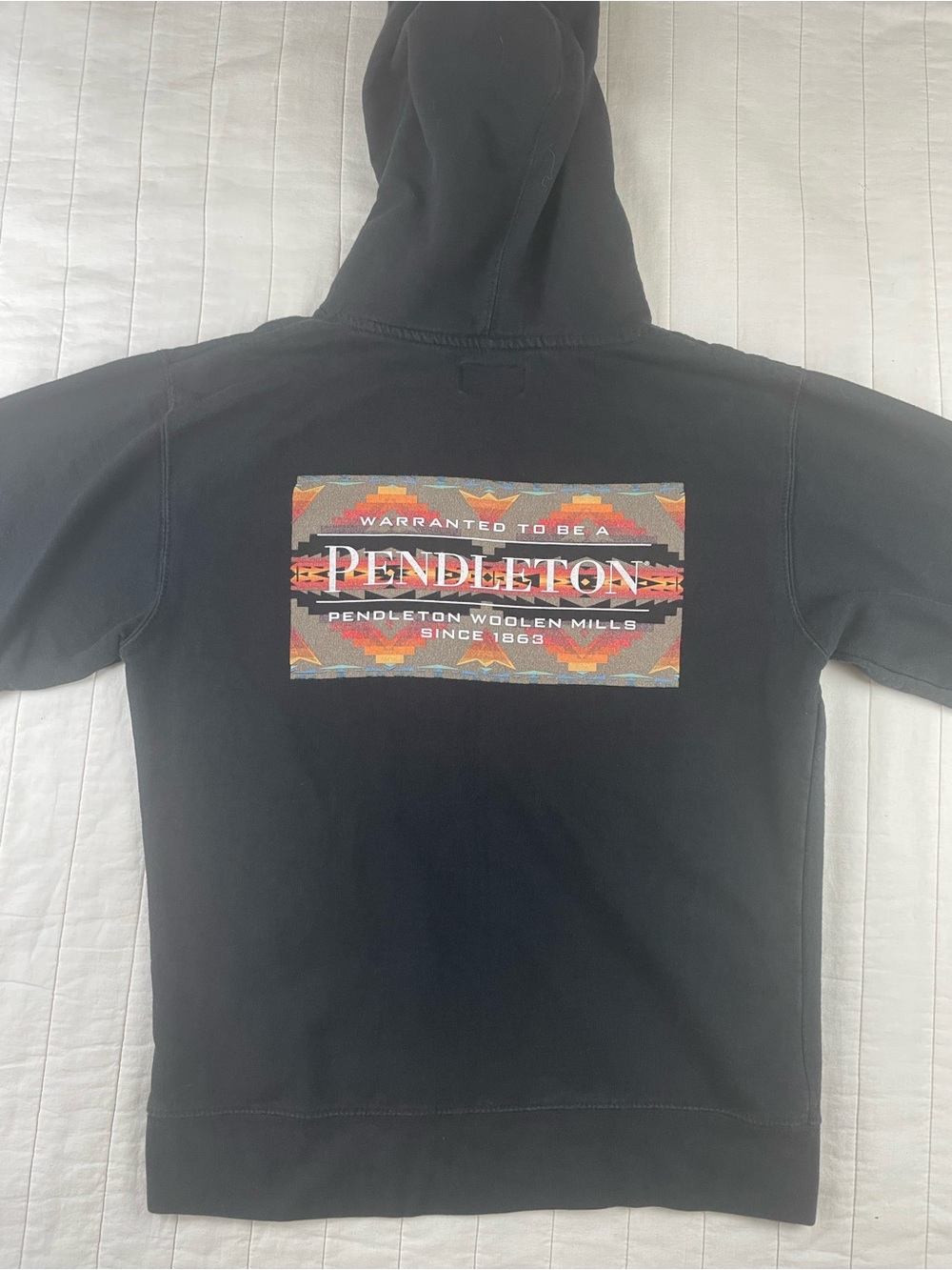 Pendleton Womens Black Hoodie with Southwestern Logo Patch Small